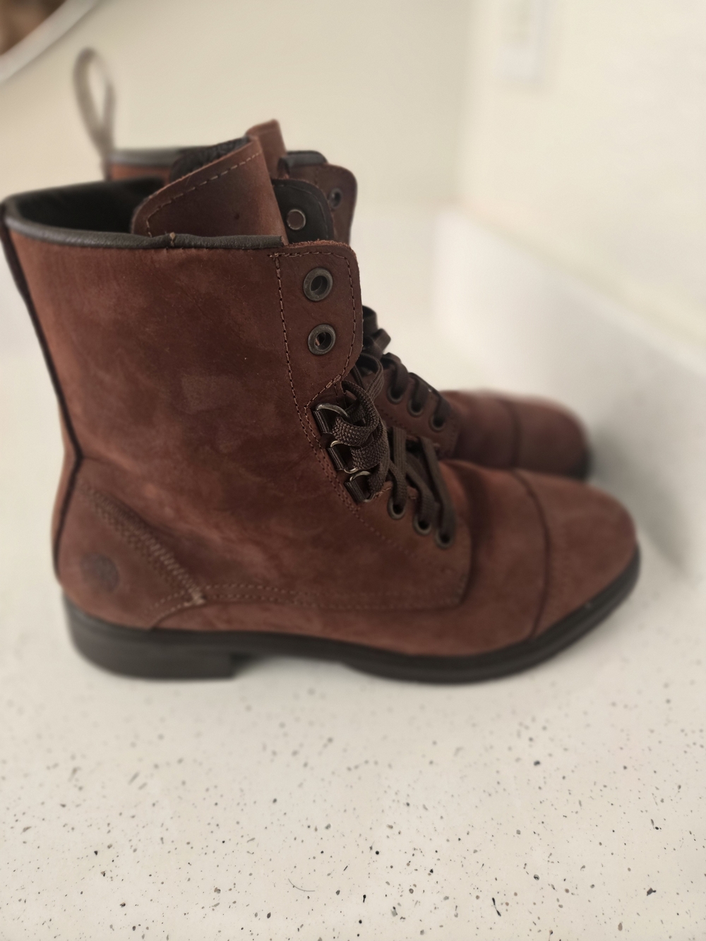XENA Women's Size 7 Wide Spice WorkWear Boots Steel Toe Brown Leather Lace Zip